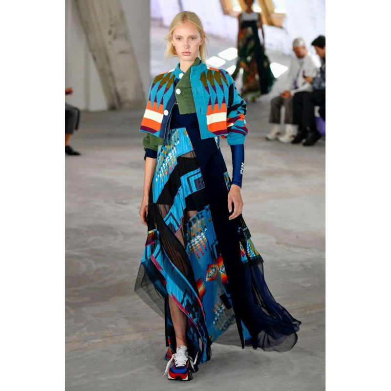 SACAI x PENDLETON Pleats Assymetric Skirt