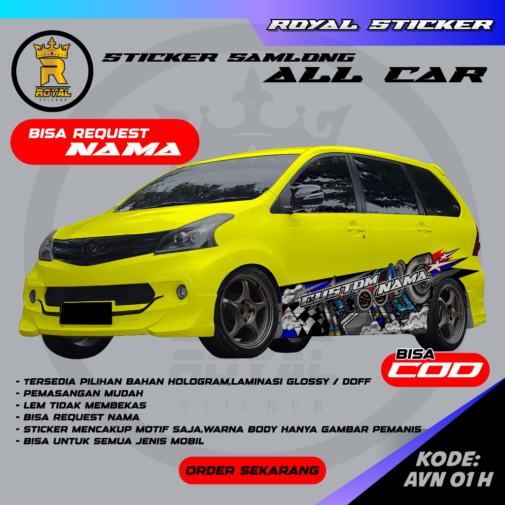 AVN 1-DECAL MOBIL AVANZA XENIA STIKER DECAL MOBIL DESAIN TERBARU MASA KINI FREE REQUEST TULISAN/NAMA