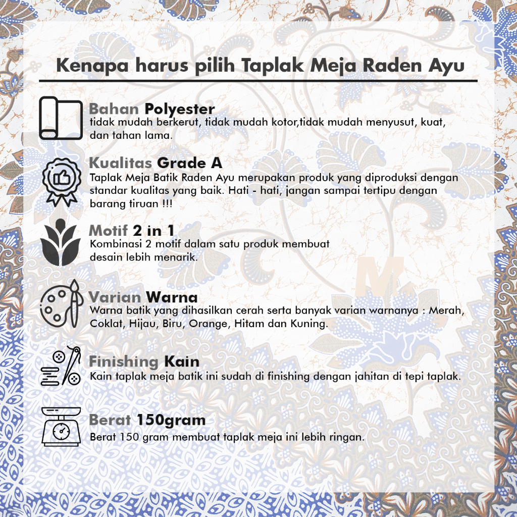 Promo Taplak Meja Batik Raden Ayu Motif Tulis Segi Empat