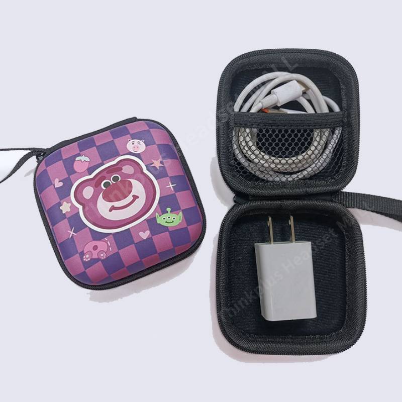 Strawberry Bear Tas Disney Lotso Earphone Case Lucu Universal Headset Box 8.5*8.5cm