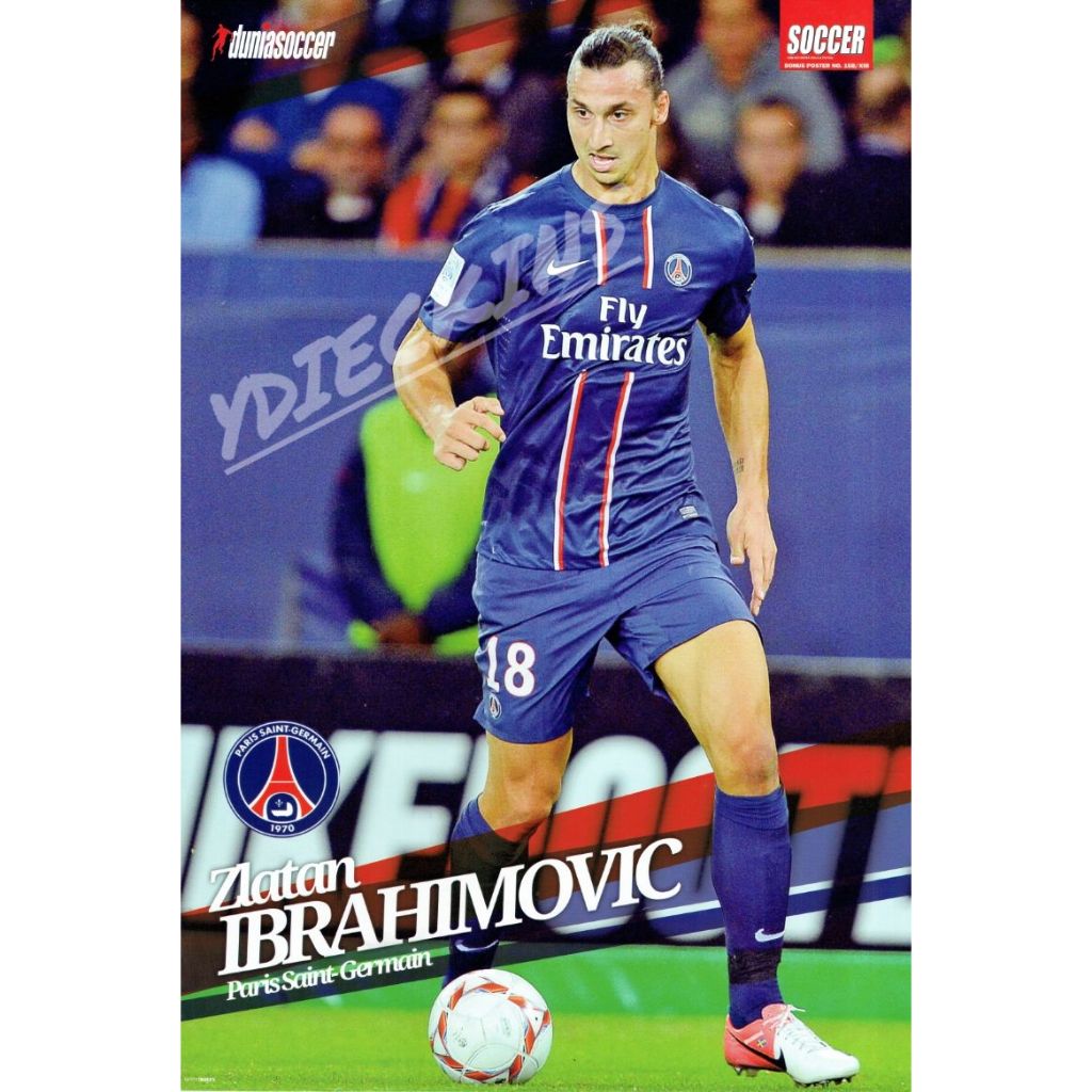 Merchandise Poster Pemain Sepakbola "ZLATAN IBRAHIMOVIC" (2012/2013) - PSG