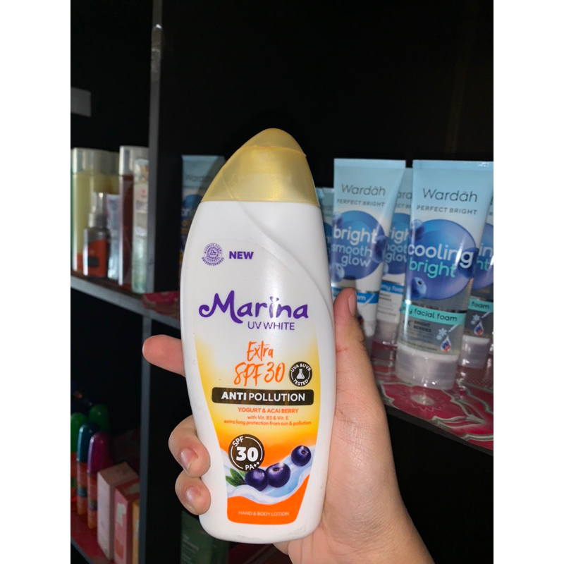 SPF 30 Marina UV White Extra SPF30 Anti Pollution 185 ml Body Lotion Halal