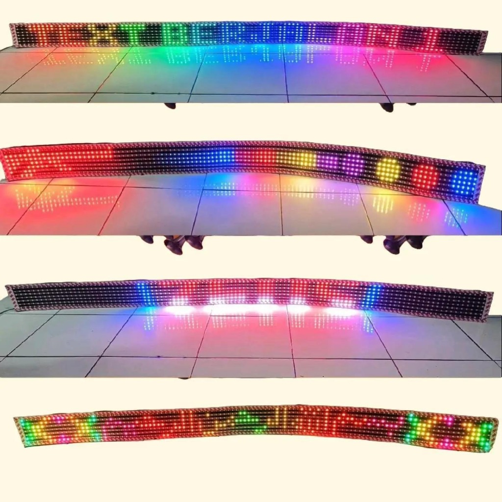 Lampu led variasi hiasan kaca mobil wifi ganti text via android,RUNNING TEXT 7 BARIS ZEUZ 12 volt da