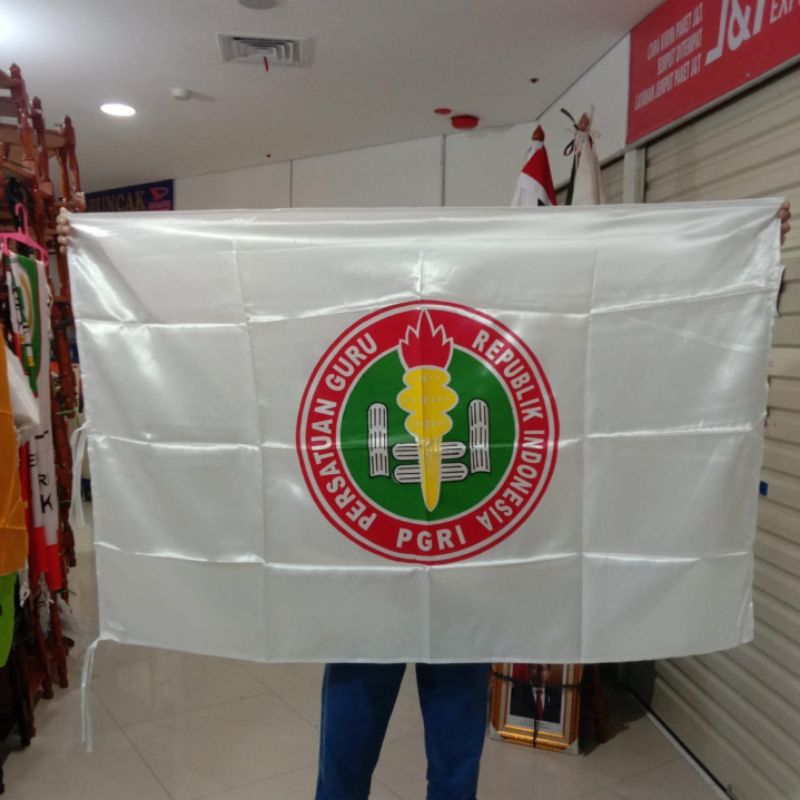 Bendera PGRI 90x135cm bahan satin terbaik ready stock