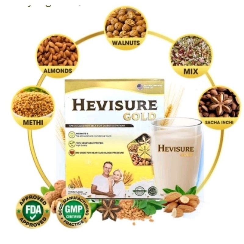 

( READY ) HEVISUR GOLD MILK - SUSU OBAT DEABETES KENCING MANIS INSULIN 12 SACHET