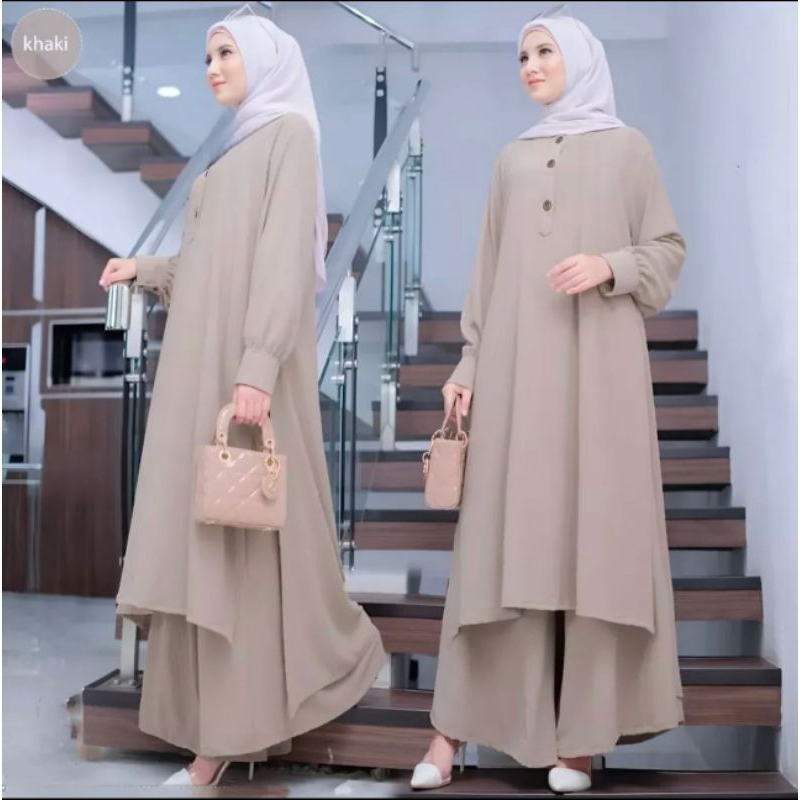 STELAN CELANA KULOT TUNIK KEKINIAN BAHAN PREMIUM _ZARA SET