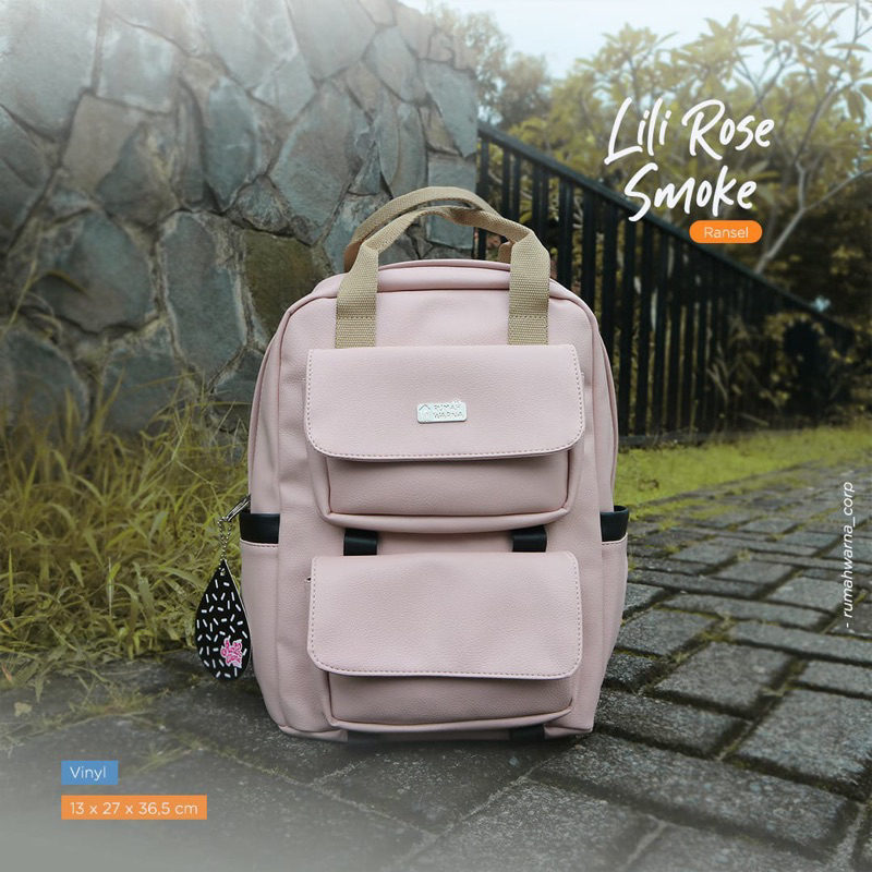 Ransel LILI Rose Smoke Rumah warna Tas sekolah tas kerja tahan air
