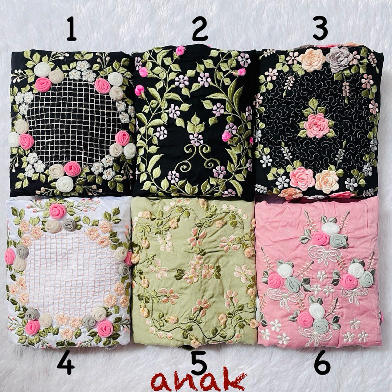 MUKENA TERUSAN LAJURAN BORDIR TILE ANAK RAYON