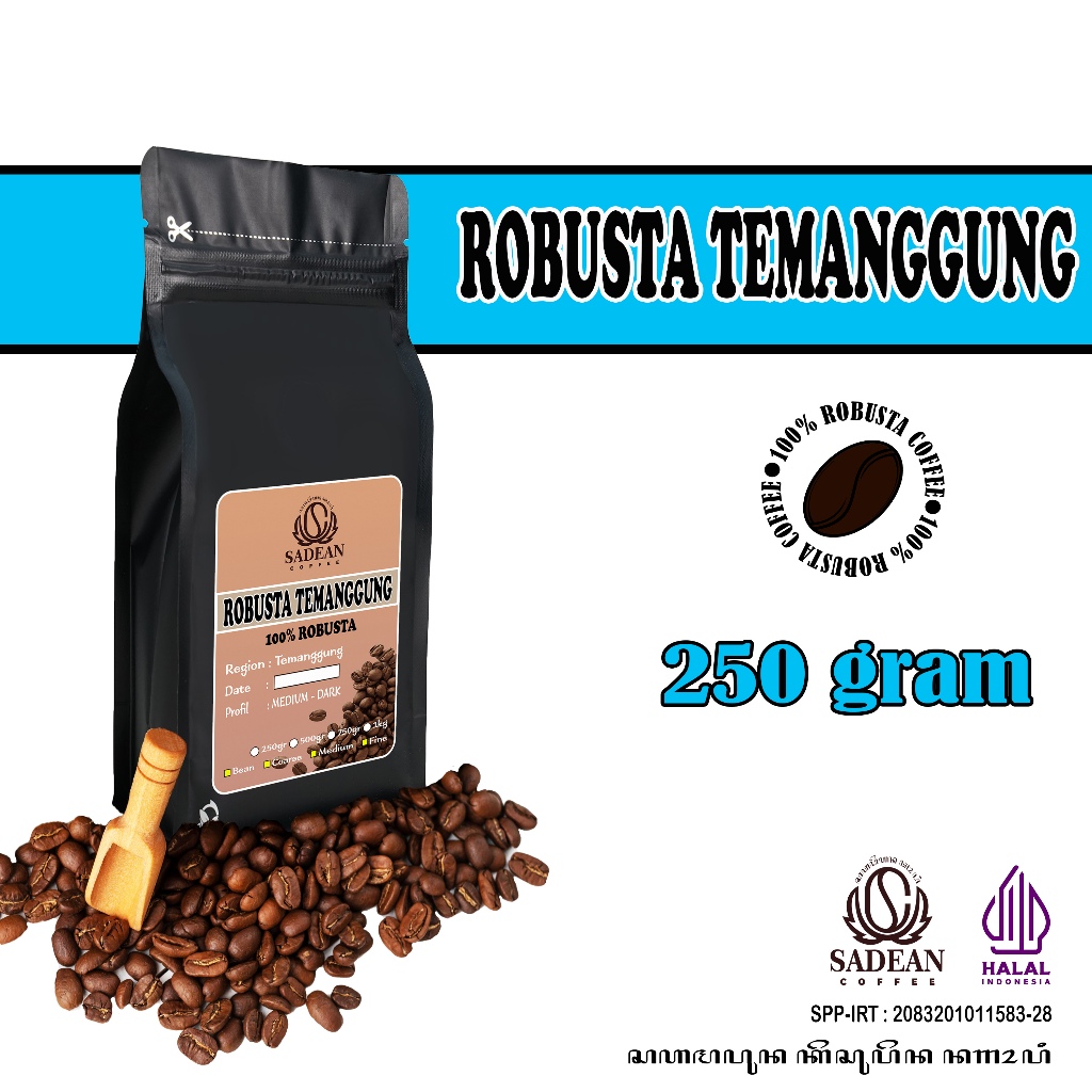 

Kopi Robusta Temanggung 100% Robusta 250gr / Biji Kopi Bubuk Robusta Temanggung 250g