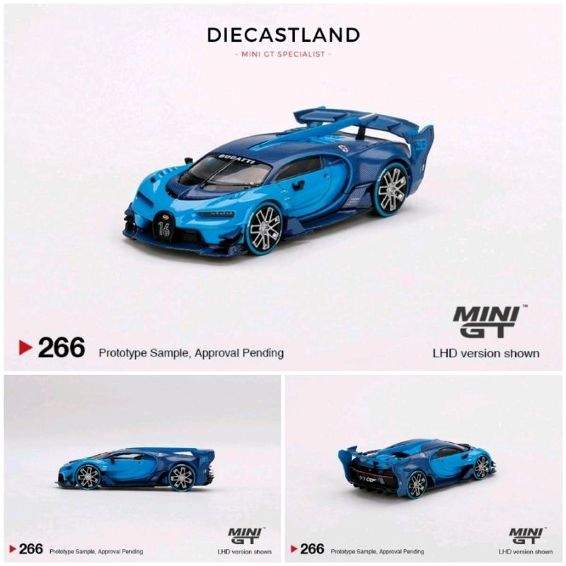 Mini GT #266 Bugatti Vision Gran Turismo Light Blue MGT00266 MiniGT MGT Bugati Biru Diecast 1:64 Min