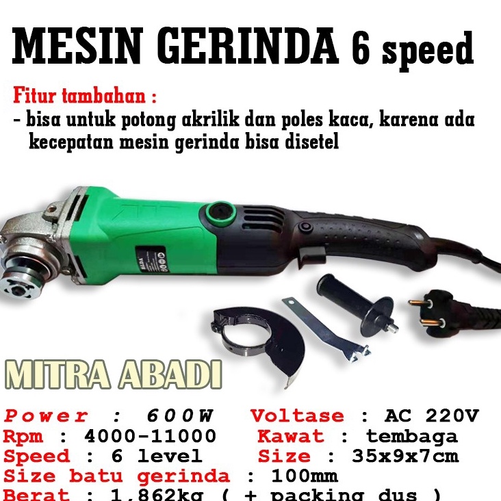 Mesin Gerinda Poles Gurinda Tangan 6 speed Variable  G