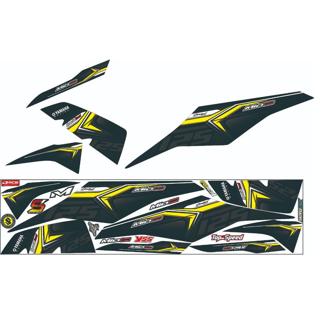 COD-VARIASI MOTOR YAMAHA MIO M3 MIO Z STRIPING/STIKER RACING VARIASI MERAH POLET RACING NEW