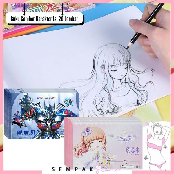 

SS Buku Gambar Karakter Isi 20 Lembar Drawing Book Anak B5 Tebal Tidak Tembus Kertas Gambar Mewarnai Robot Animasi PaintingBook Princess