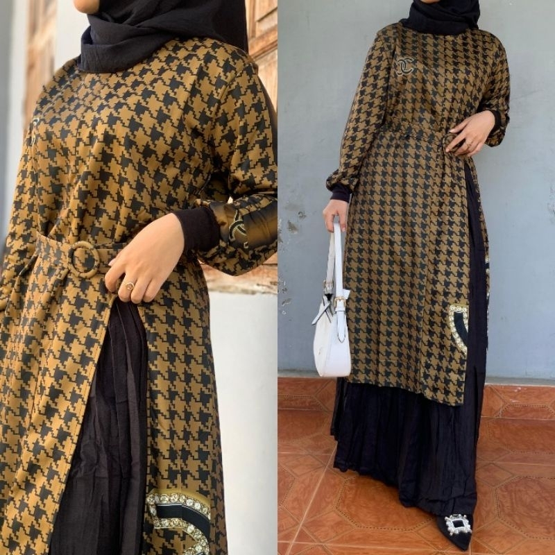 Setelan Tunik & Rok by SHR (freebelt) Setelan tunik murah / gamis kondangan / gamis murah