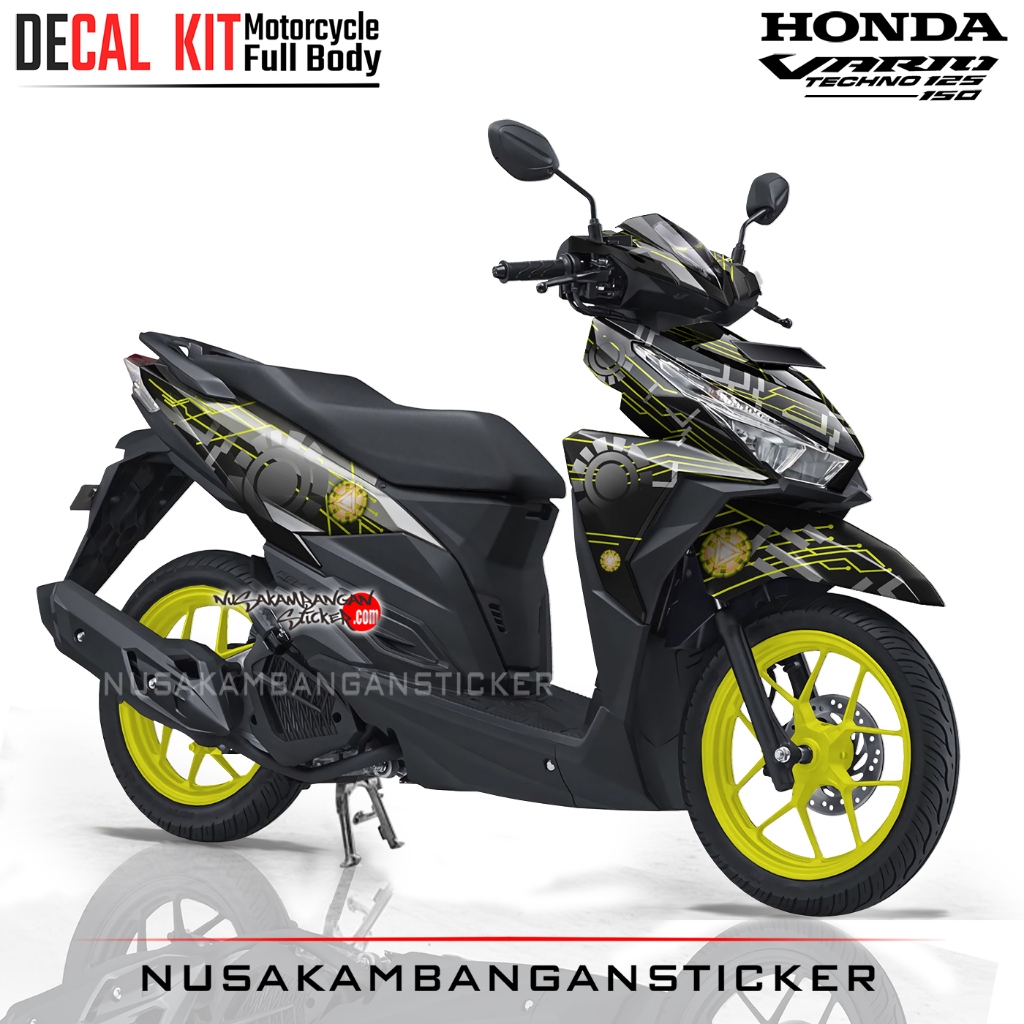 Decal Stiker All New Vario 125-150 Iron Man Hitam Lis Kuning Sticker Full Body