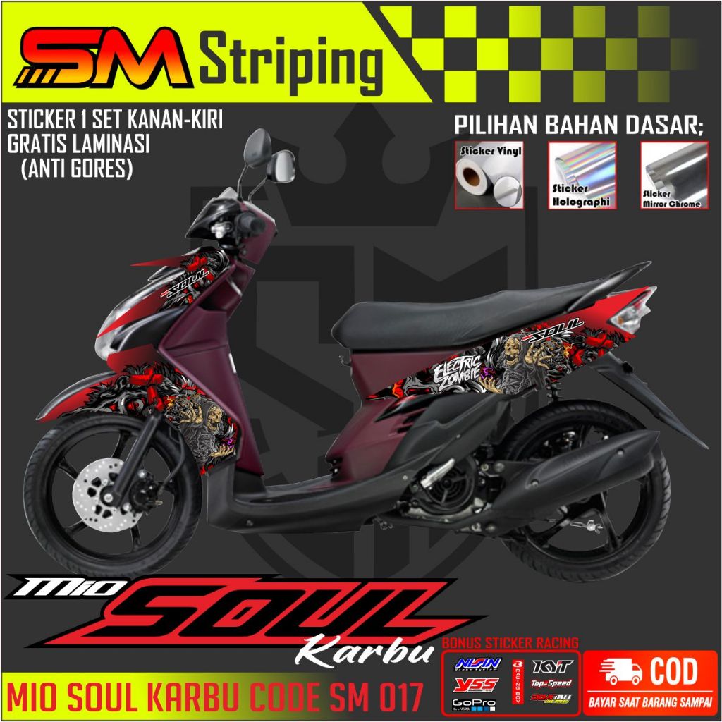 COD / STRIPING SEMI FULL BODY MOTOR YAMAHA SOUL OLD CARBU VARIASI STIKER VARIASI MIO SOUL MOTOR VARI