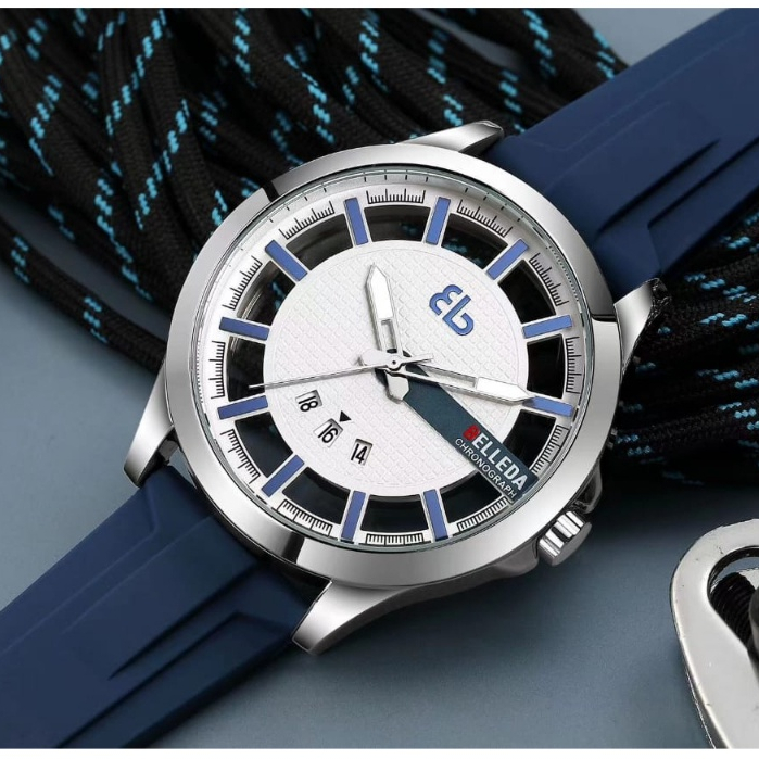 COD Belleda 9277 Jam Tangan Pria Tanggal Aktif Strap Rubber Garansi Resmi Original Anti Air 3Atm