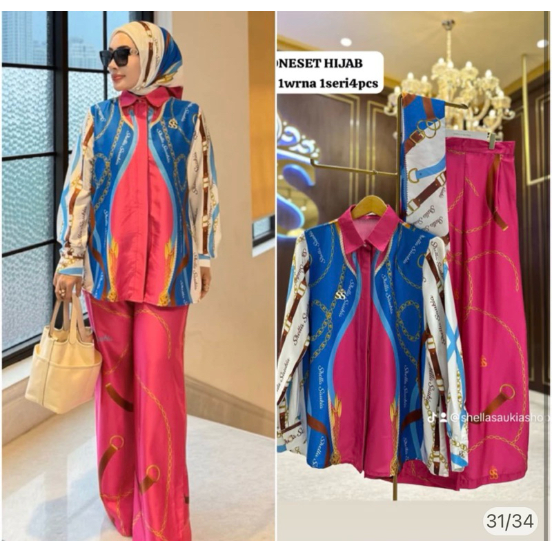 Shellasaukia SALE AKHIR TAHUN Oneset HIJAB Viral Terbaru Ss Salur Zebra Stelan Shellasaukia Terbaru 