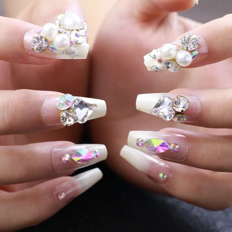 FAKE NAILS PARTY KUKU WEDDING MEWAH PERMATA FREE LEM