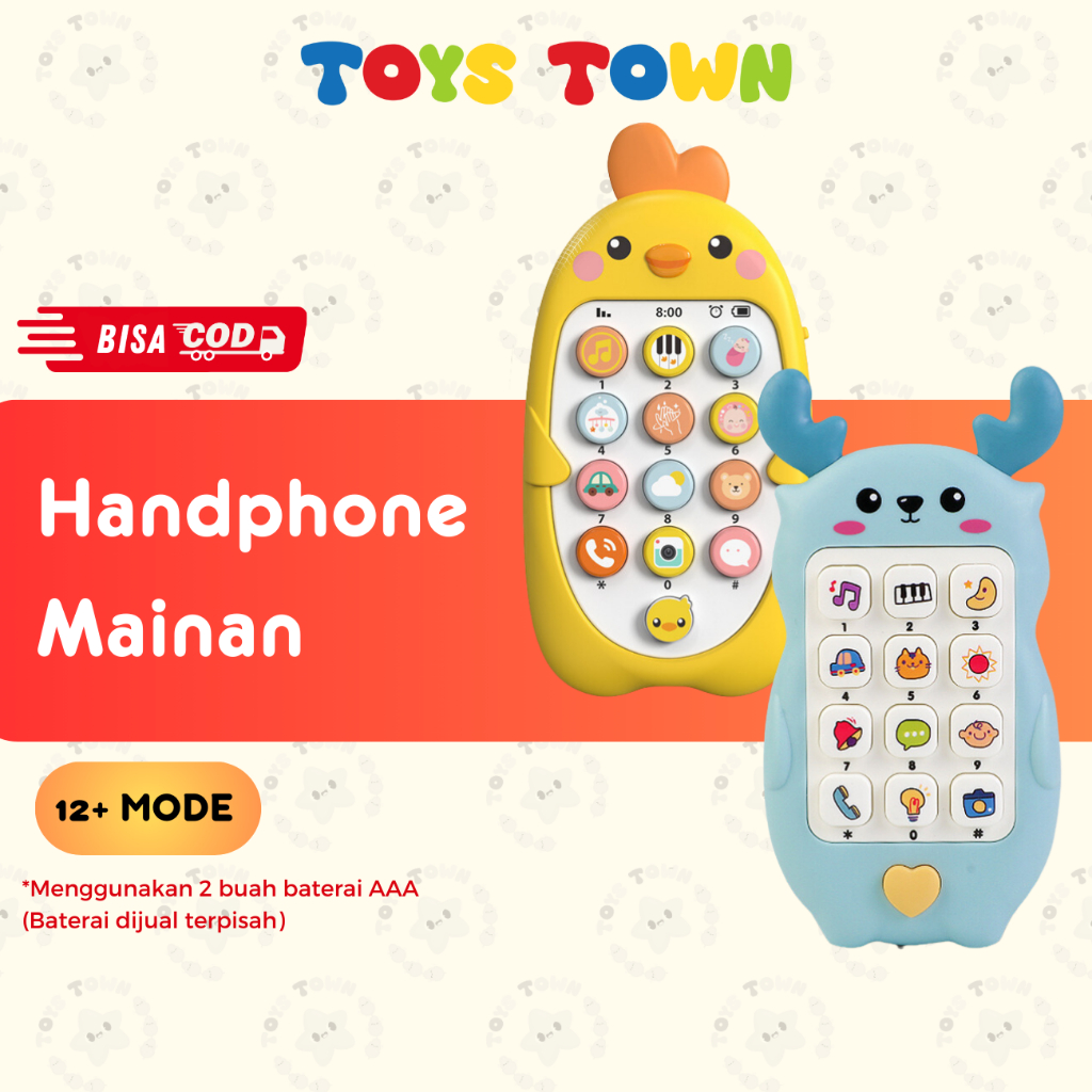 Mainan Musik Handphone Telepon HP Teether Edukasi Anak Bayi Laki Laki Perempuan Bunyi Lampu