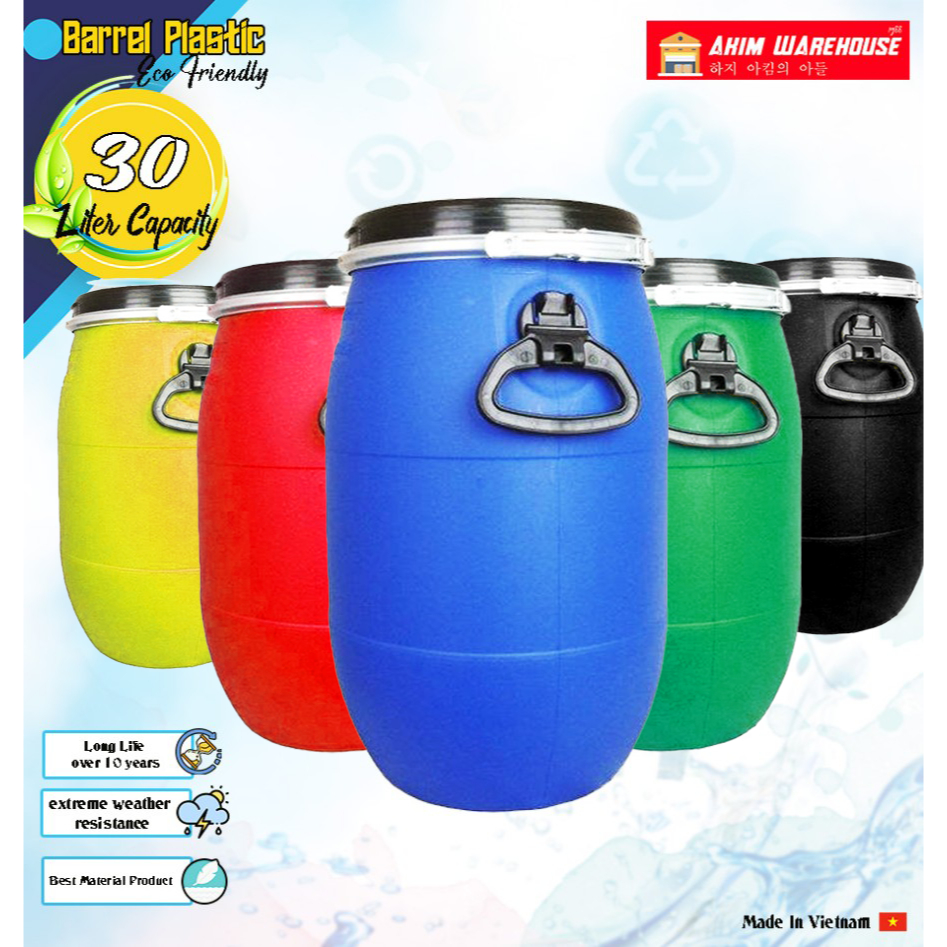 Drum Tong Plastik Biru Grade ORI Industrial Fermentasi/Air/Kimia/Sampah DLL 35 Liter / Wastafel / Cu