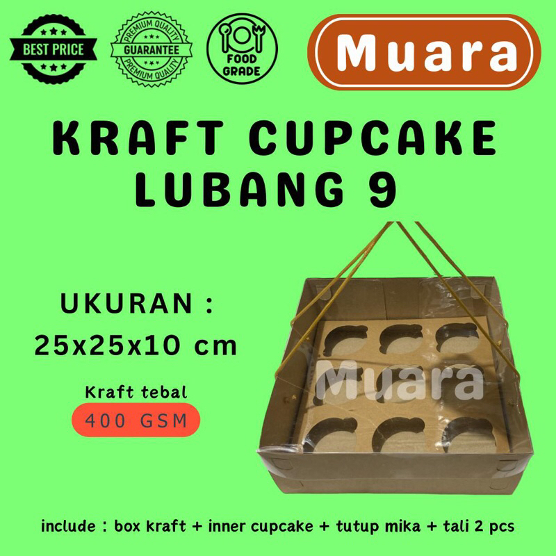 

[10PCS] Dos Kraft Cupcake Lubang 9 Tutup Mika / Kotak Kardus Box Dus Karton Souvenir Hampers Kue Cupcake