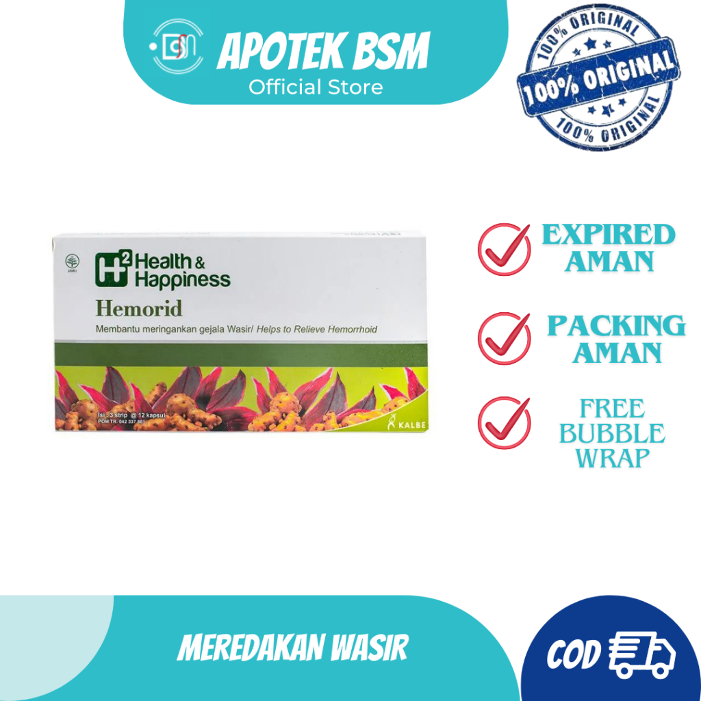 H2 Health & Happiness Hemorid Obat Herbal Pereda Wasir Ambeien 1 Strip