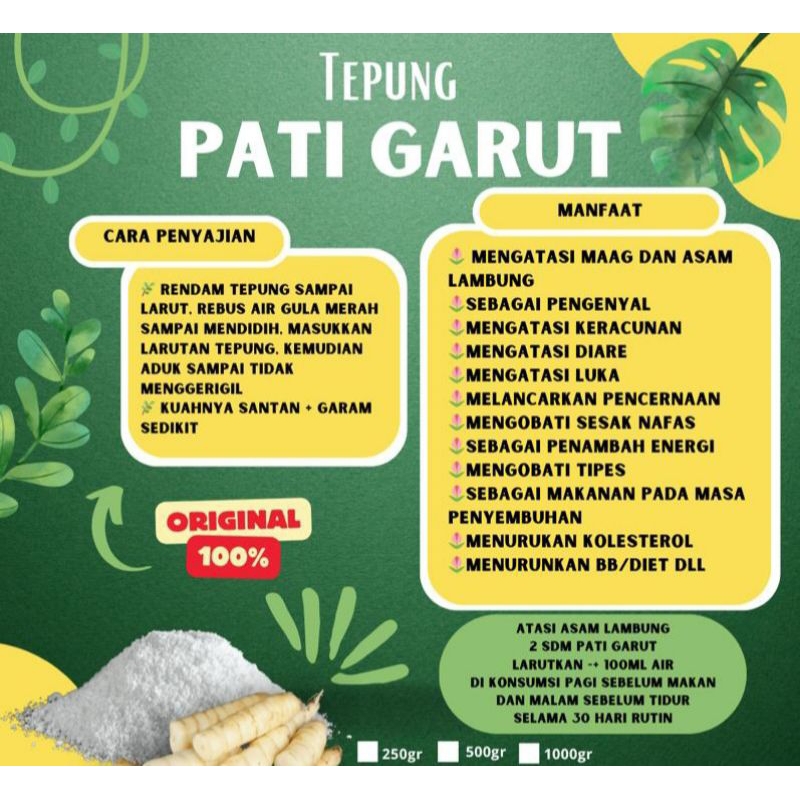 

Obat Maag Alami, Sari Tepung Pati Garut, Asli 100℅ Original, Mengatasi Asam Lambung, Maag dan Gerd