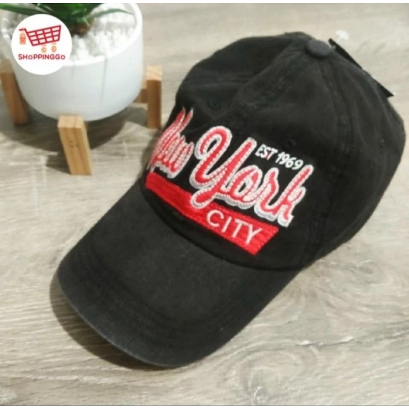 Topi New York City NYC Baseball Cap Original Yankees Import - Black