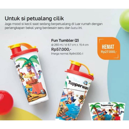 Fun tumbler 260ml gelas botol tupperware