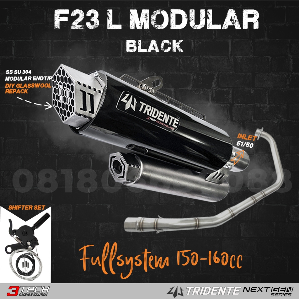 MATIC 150cc-160cc Knalpot 3 Suara 3tech Tridente F23 Modular NextGen Original dan Bergaransi Resmi F