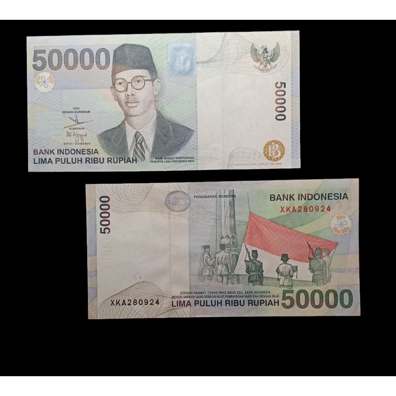 Uang Kuno Kertas 50.000 Rupiah Soepratman 1999