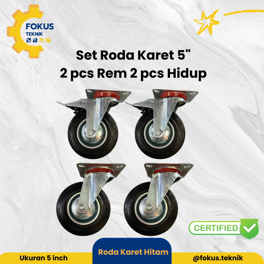 Roda Etalase 5 inch / Roda Trolley / Roda Karet ( 2 Rem 2 Hidup )