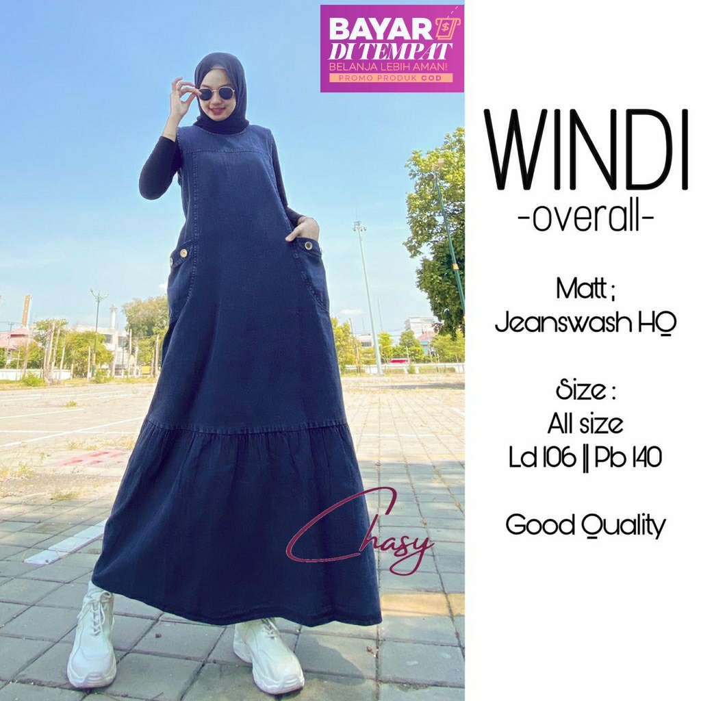 Overall Rok Jeans Jumbo Windi Baju Jumpsuit Denim Jumbo Overall Polos Terbaru