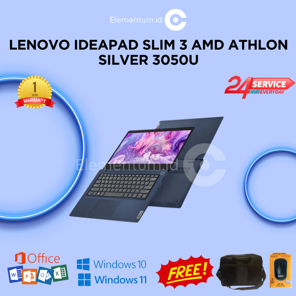 Laptop Lenovo Ideapad Slim 3 AMD Athlon Silver 3050U - 4GB 256GB SSD