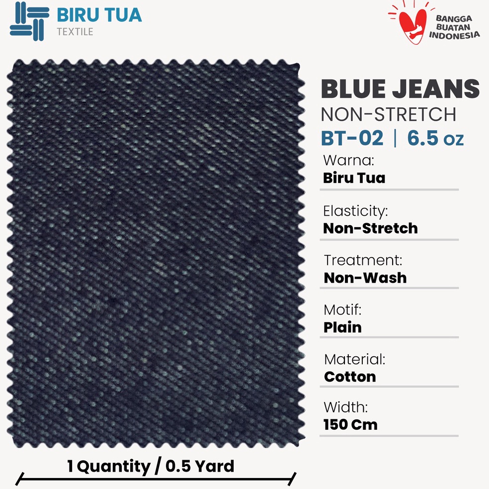 33 TEN Bahan Blue Jeans BT2  65 Oz  Kain Denim  Kain Kemeja Denim Biru Tua Terpercaya
