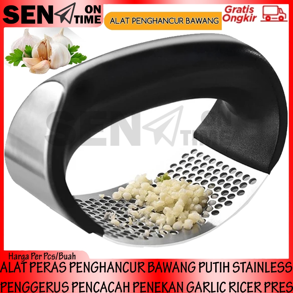 GARLIC RICER PRESS PRES ALAT PERAS PENGHANCUR BAWANG PUTIH STAINLESS PENGHALUS HALUSKAN PENGGERUS PE