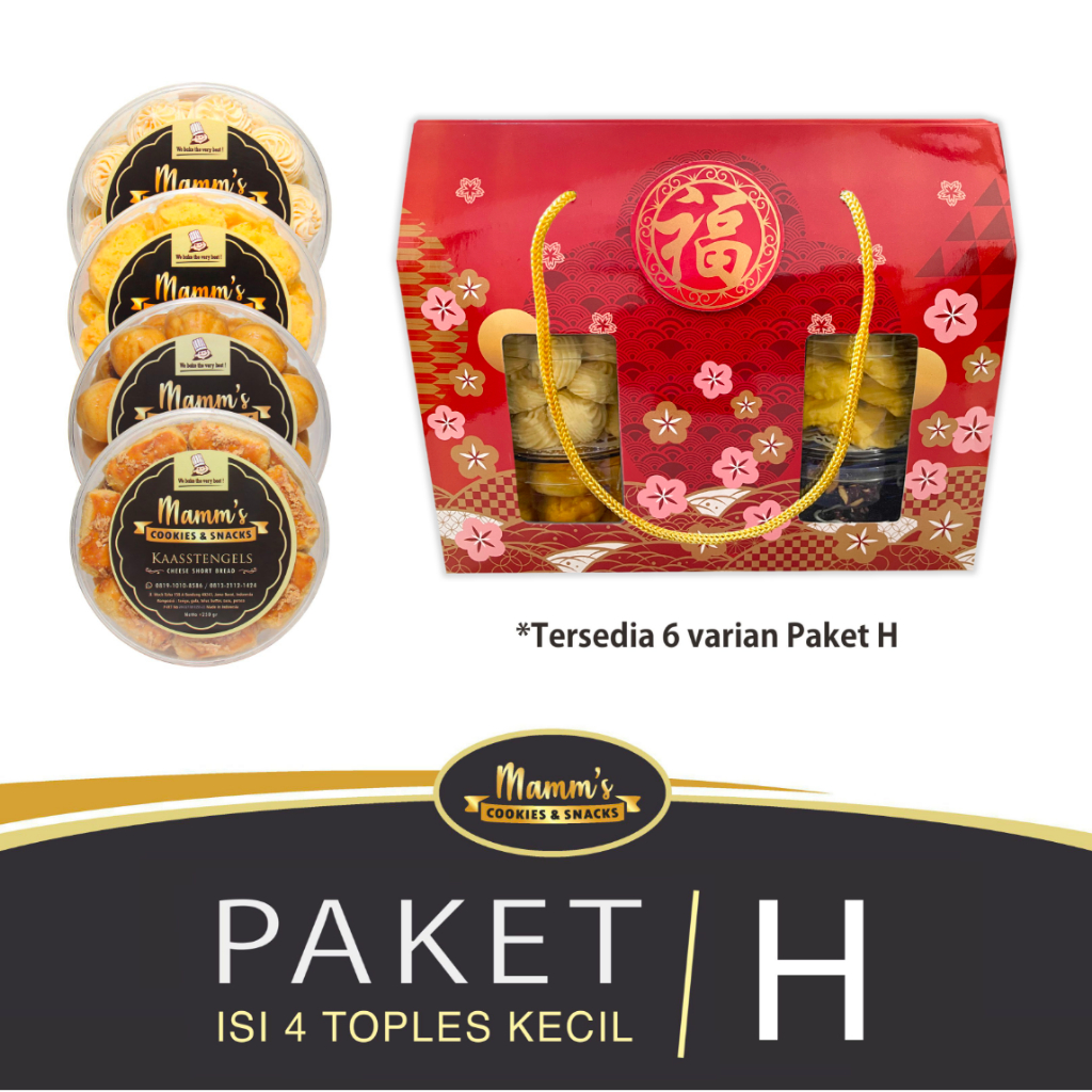 

Paket H Hampers Imlek Cookies Parcel Kue Kering isi 3 toples besar Box Murah Hamper CNY Parsel