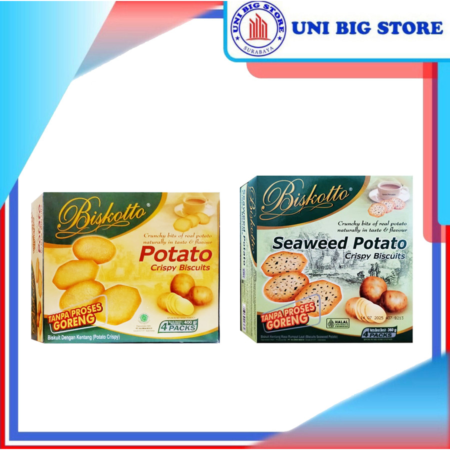 

Biskotto Biscotto Potato Crispy Biscuits Original | Seaweed Rumput Laut 360 gr Biskuit Kentang