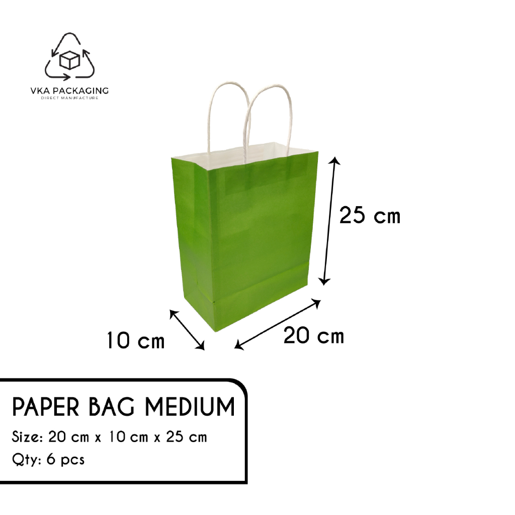 

Paper Bag White Kraft Solid Color Medium Sedang Warna Green