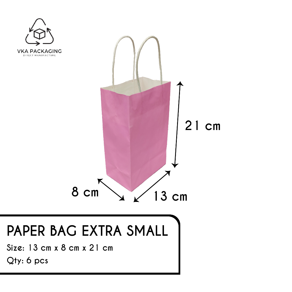 

Paper Bag White Kraft Solid Color Extra Small Kecil Warna Light Pink
