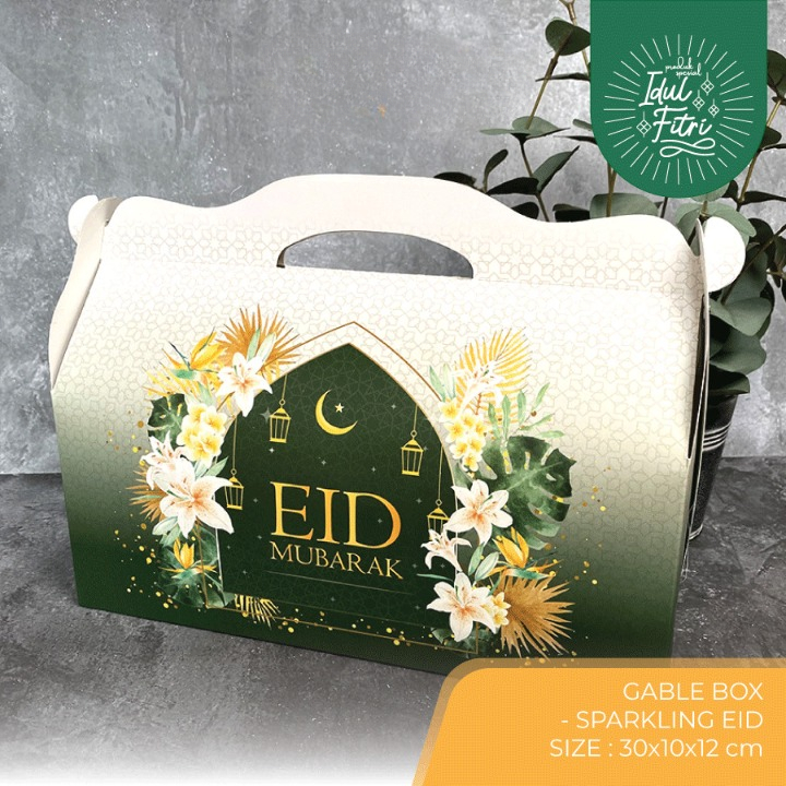 

( 10 pcs ) Gable Box Dus Tenteng Special Eid Mubarak Hampers Sparkling Eid Mubarak