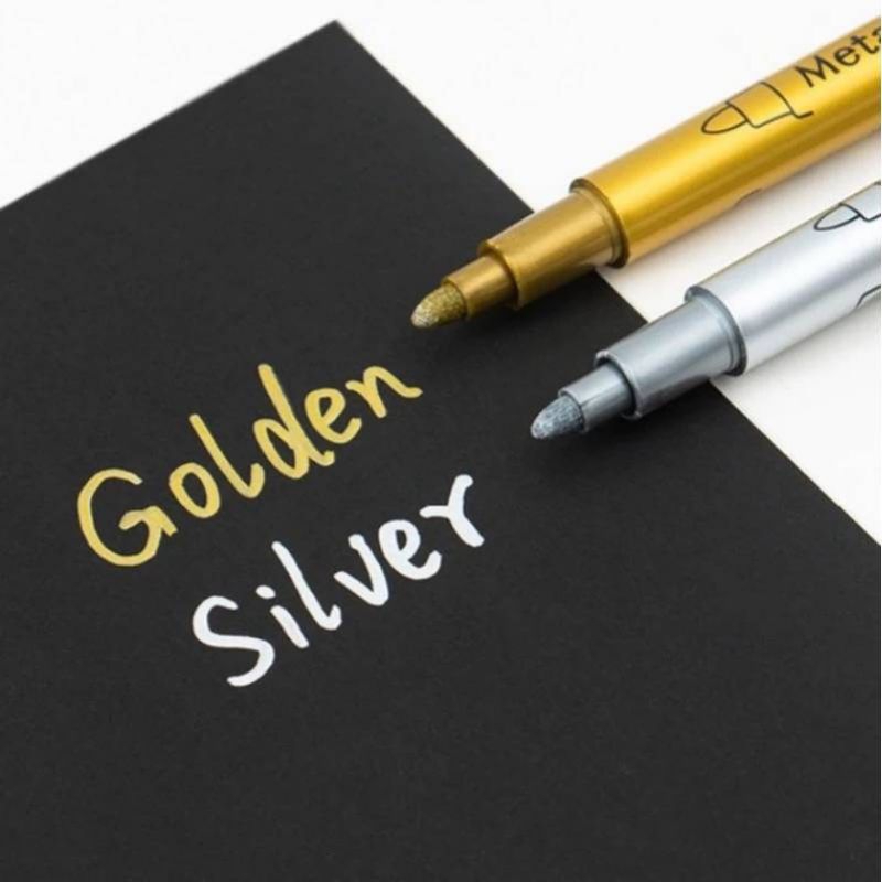 

Spidol Marker Gold Silver/ Pen Tinta Metalik Silver/ Pulpen Hias Jurnal Scrapbook