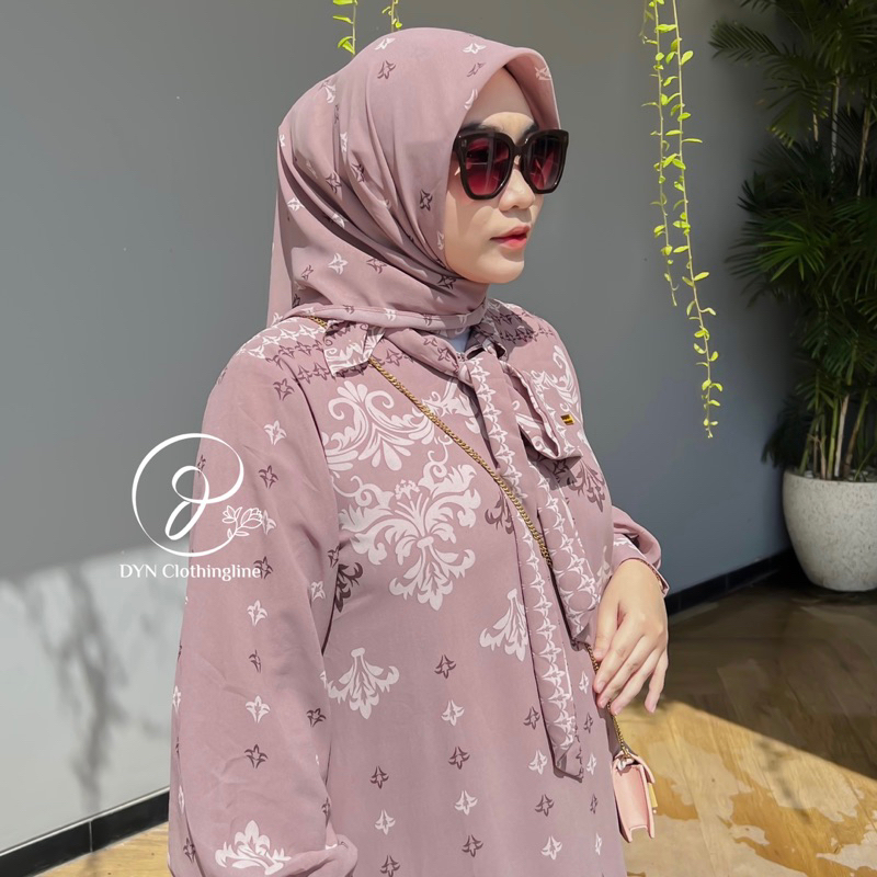 DYN Clothing Leona Dress FREE HIJAB - Gamis wanita Simple - Fashion Muslim - Gamis set Hijab-5