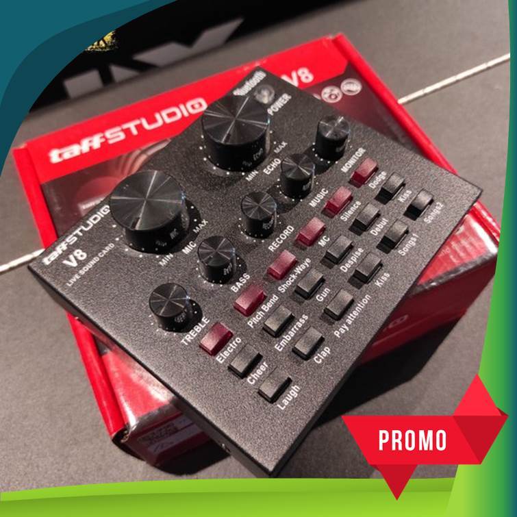 Mixer SoundCard V8 Audio Bluetooth || Alat Portable Karaoke ||Gratis Mic || COD