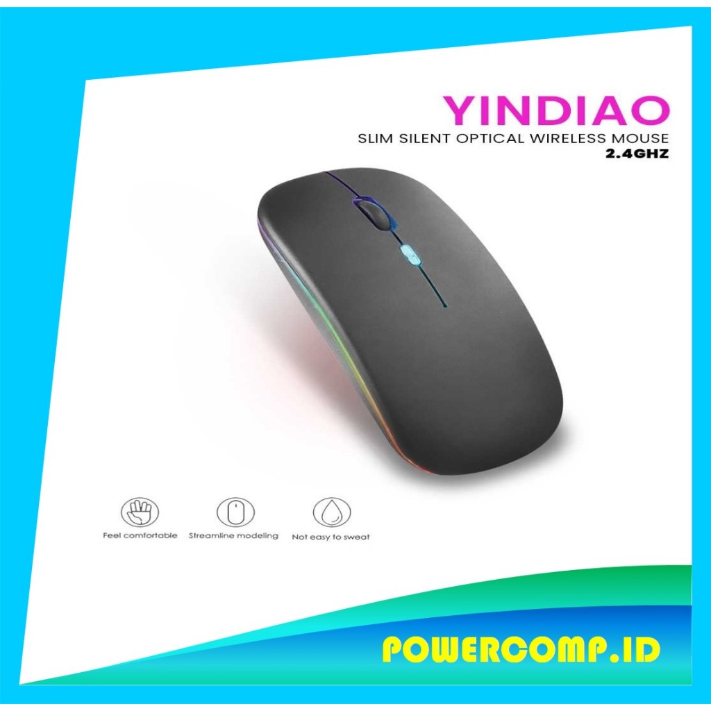 YINDIAO A2 Mouse Rechargeable Bluetooth 1600DPI Mouse Silent Mouse Rechargeable Mouse Silent Wireles
