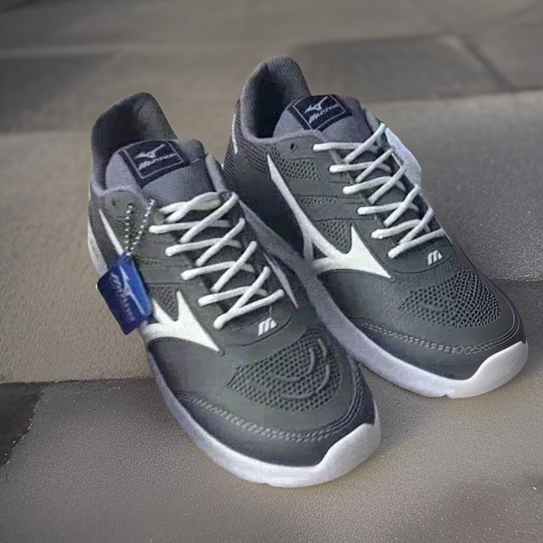 Sepatu Sneaker Olahraga Pria Mesh Suede Grey Abu Abu Ukuran Jumbo Besar Big SIze