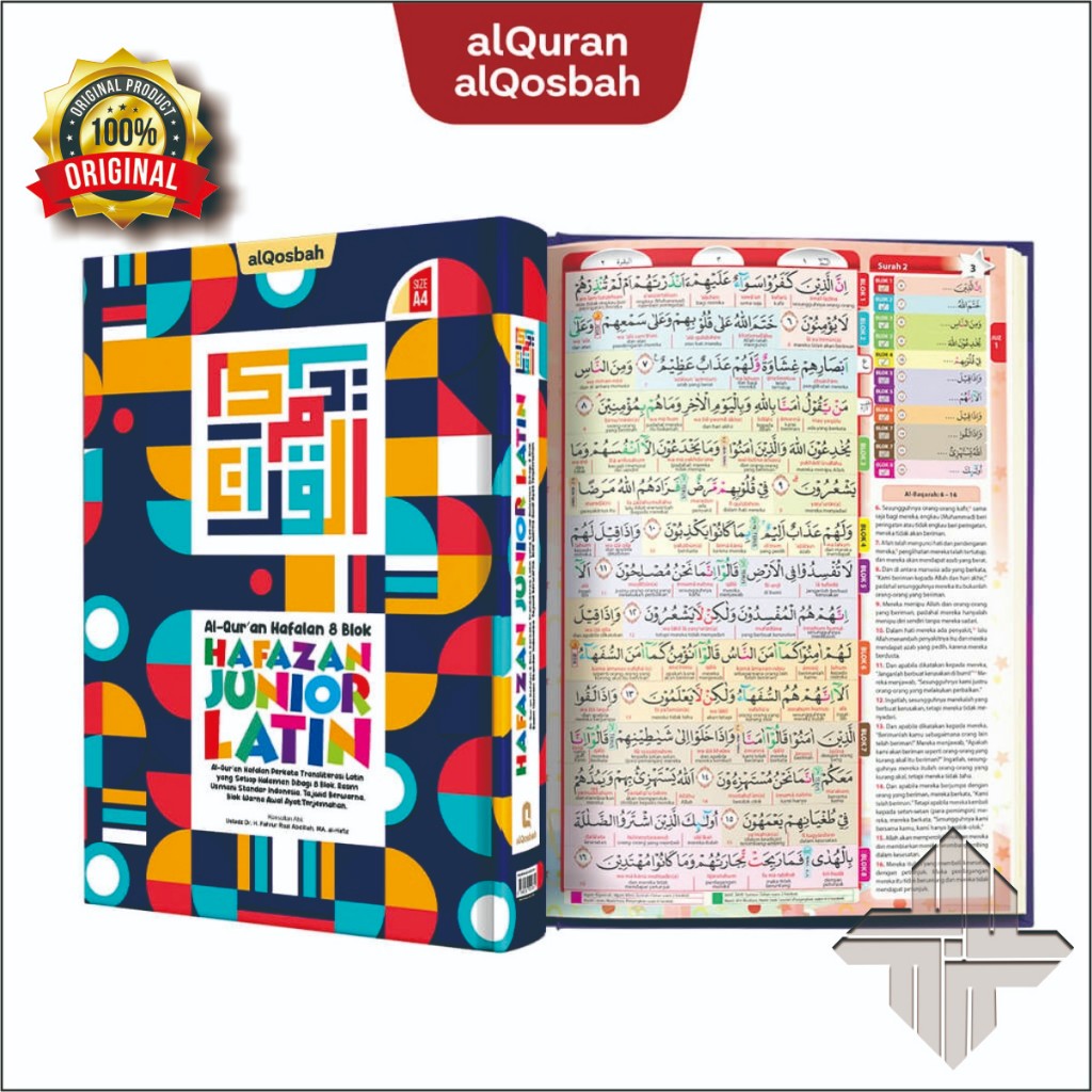 Al Quran Hafazan Junior A4 Latin Perkata 8 Blok warna