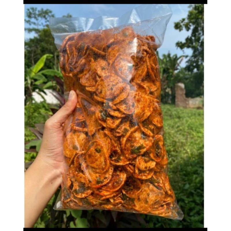 

Basreng pedas daun jeruk koin/pipih 1kg bumbu melimpah