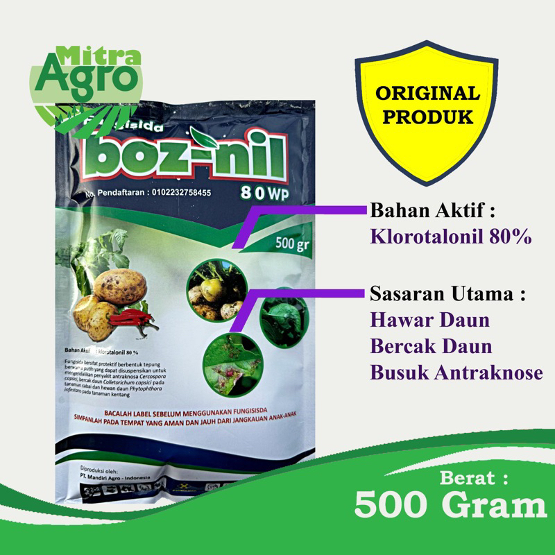 fungisida bozznil klorotalonil 80wp | fungisida kontak | fungisida kentang | fungisida jeruk | fungi